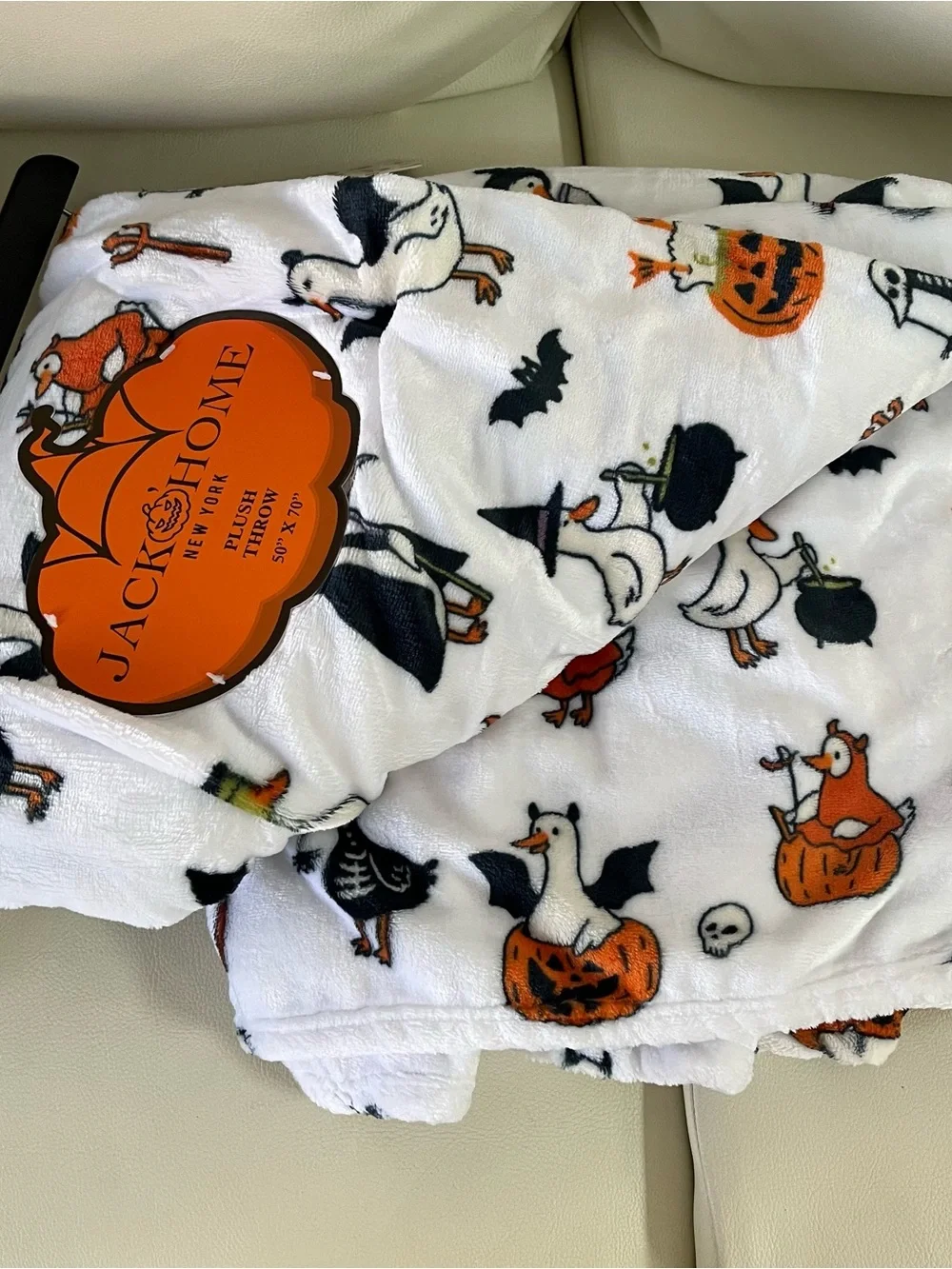 Jack O Home Halloween Silly Goose Plush Throw Blanket 50x70 Spooky